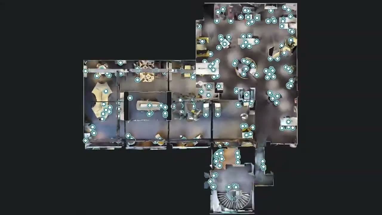 Top-down 3D floor plan of the Gresham Office Furniture showroom